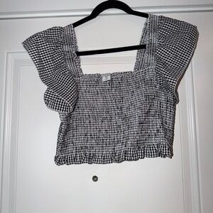 Sincerely Jules Navy & White Striped Ribbed Short Sleeve Top - Size L